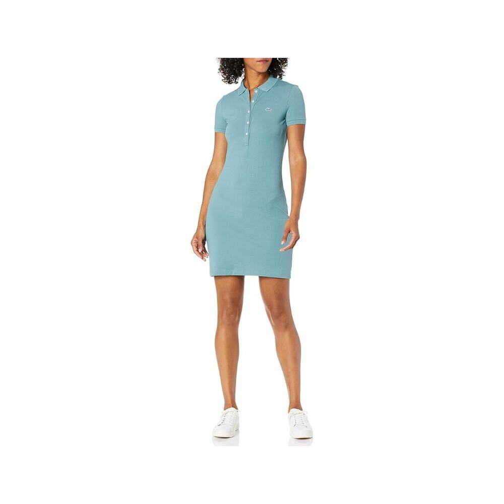 Lacoste Slim Fit Polo Dress Size Medium Blue Sporty Minimalist Preppy Coastal